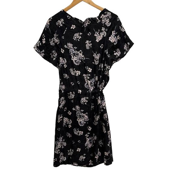 REBECCA TAYLOR Black Silk Floral Hydrangea Button Up Mock Neck Dress Size 48 - Picture 2 of 11